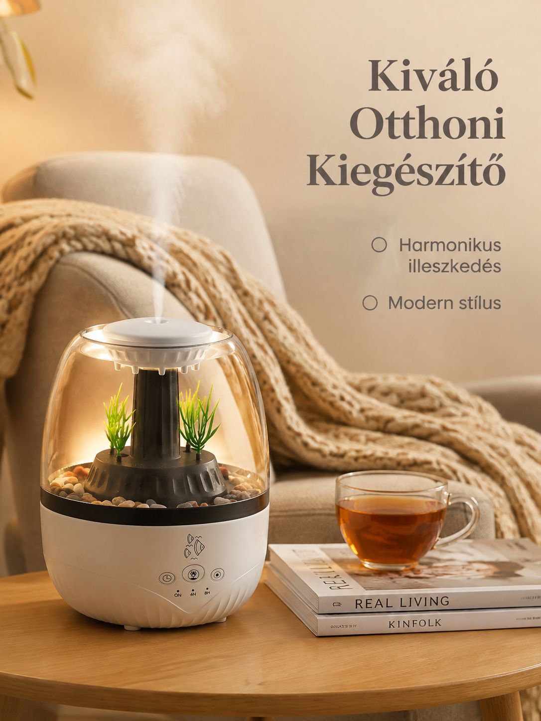 Színes hangulatvilágítású, csendes akvárium aromapárásító, otthoni asztali dekoratív diffúzor