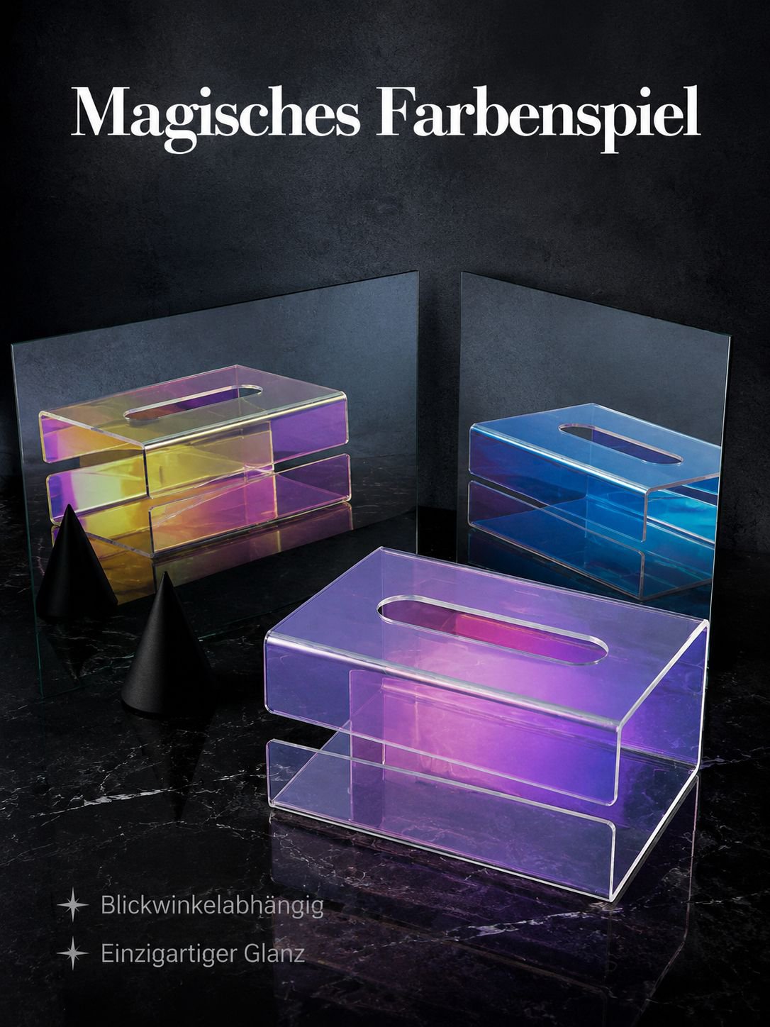 Transparente Aurora Taschentuchaufbewahrungsbox – Für Zuhause, Wohnzimmer, Tisch