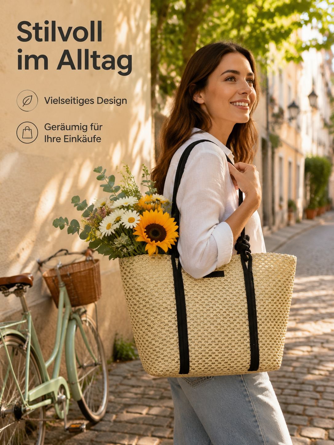 Strand- und Urlaubstil modische geflochtene Tragetasche