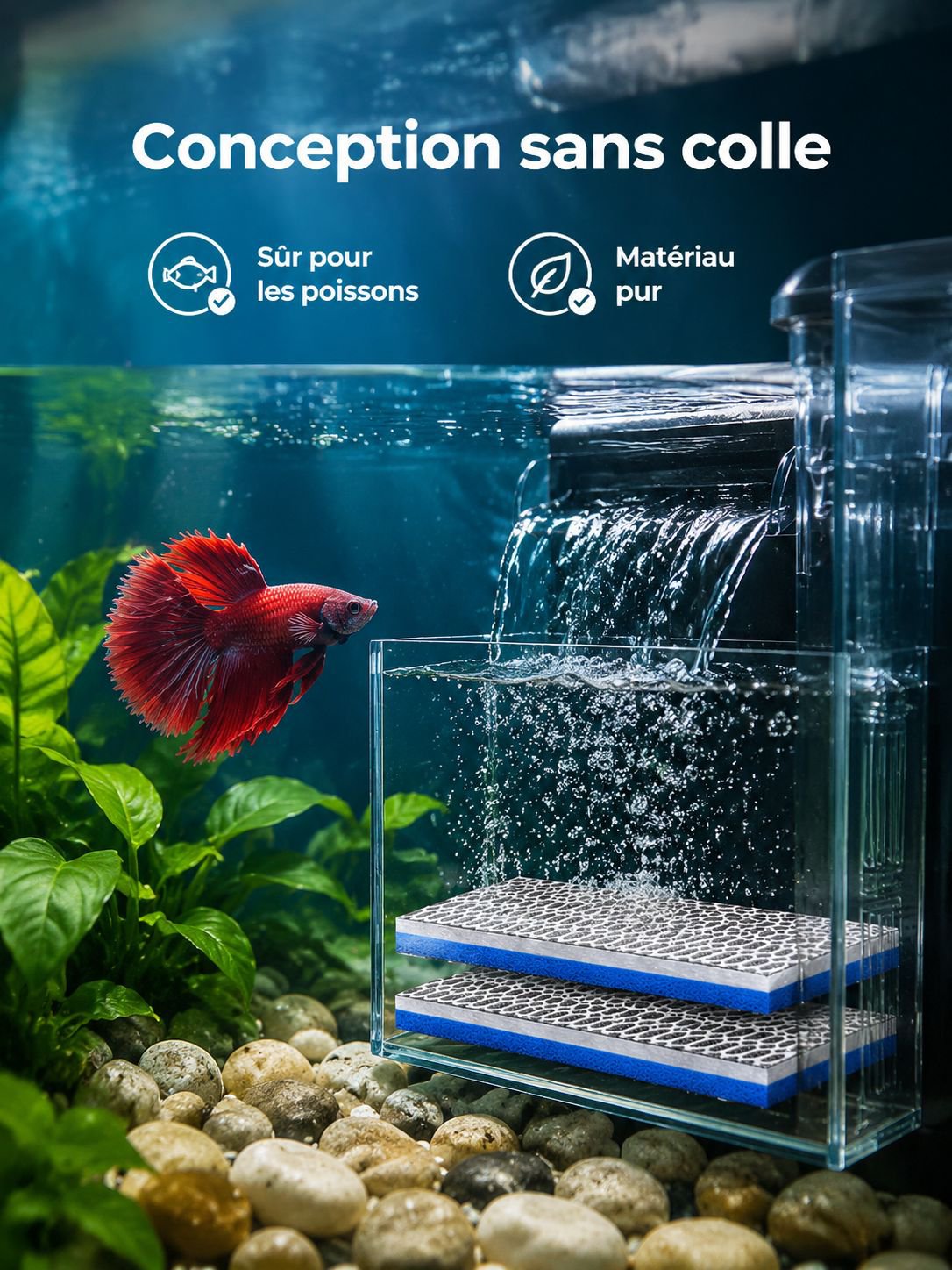 Filtre d'aquarium en coton 8D, matériau filtrant pour aquarium, éponge blanche haute densité, filtre