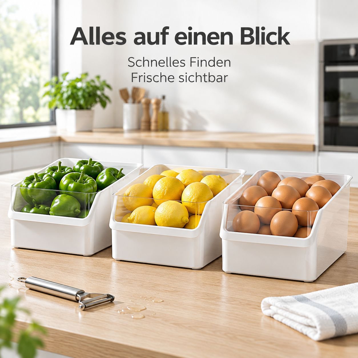 Transparenter Kühlschrank Organizer Schublade für Obst Gemüse Eier Kunststoff
