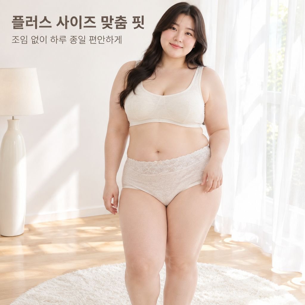 롱 크로치 순면 항균 여성 삼각 팬티 플러스 사이즈 중간 허리