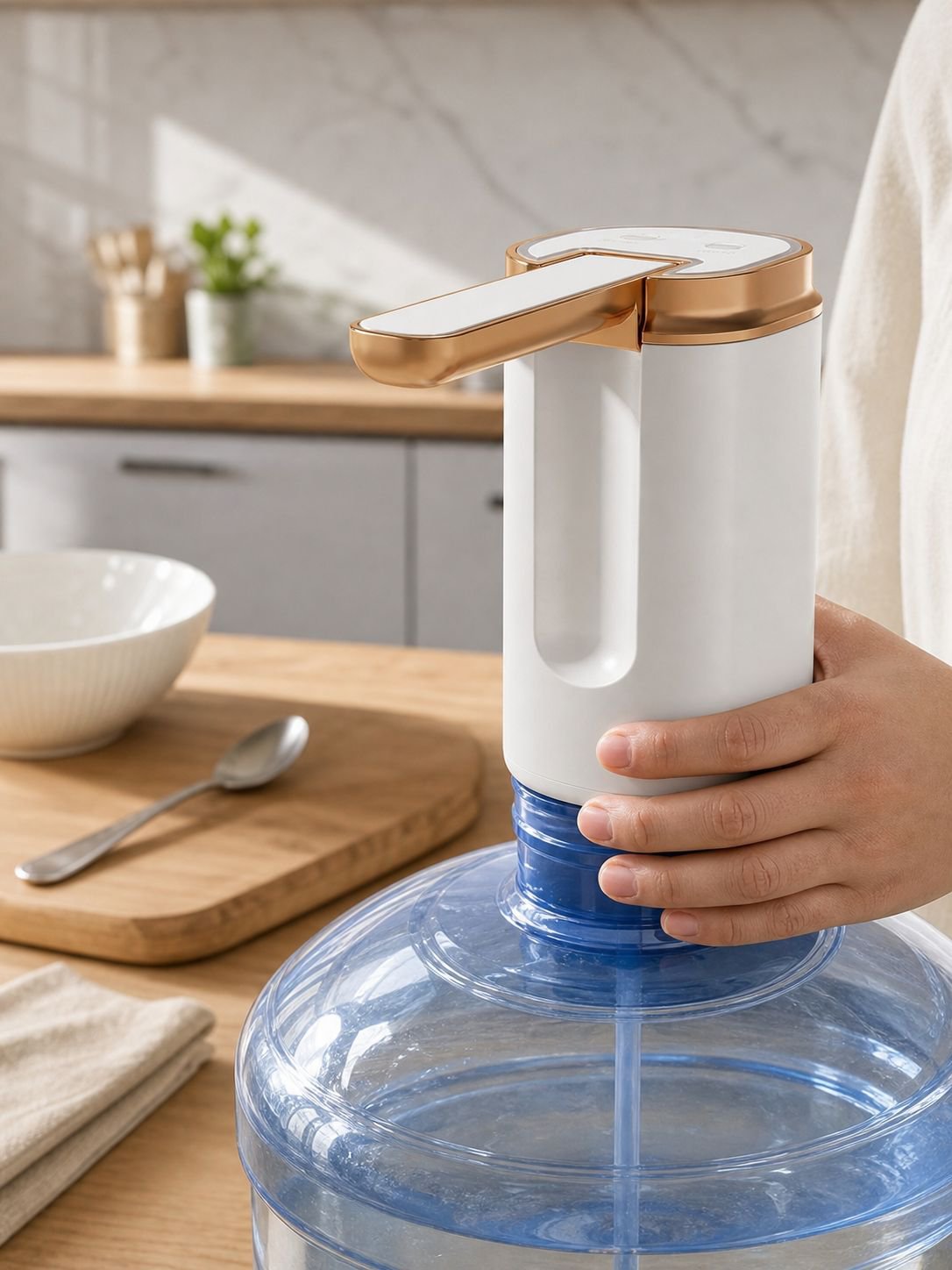 Folding electric water pump for bottled water