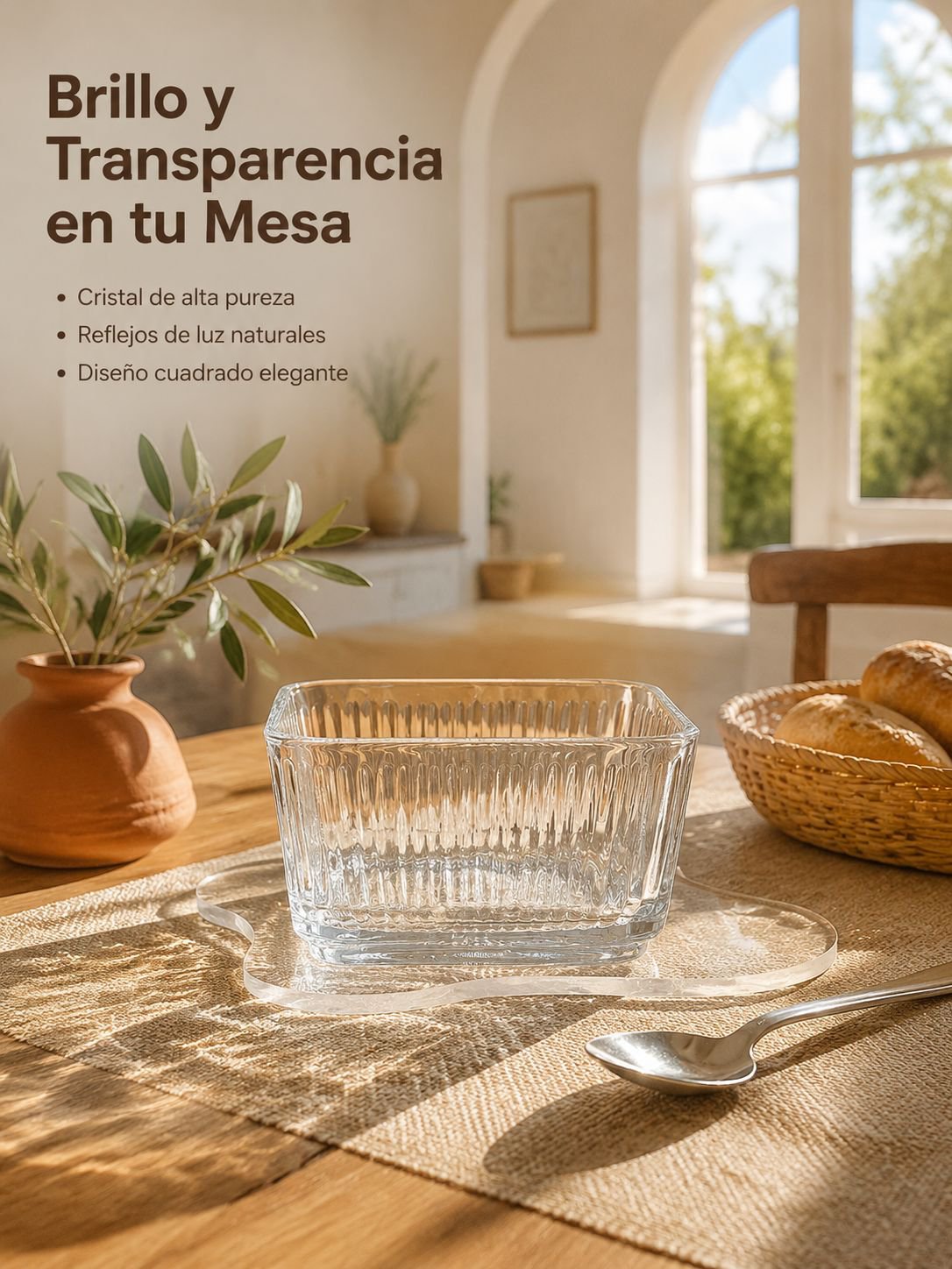 Cuencos de cristal de cuatro esquinas para postres y frutas.