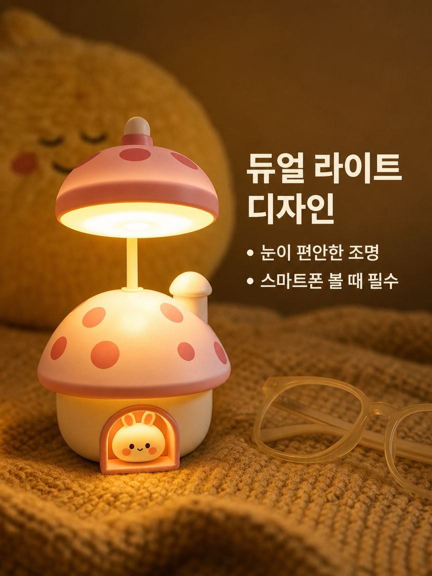 버섯집 토끼 미니 스탠드 USB 충전식