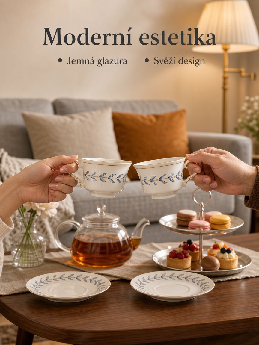 Sada keramických šálků ve svěžím stylu