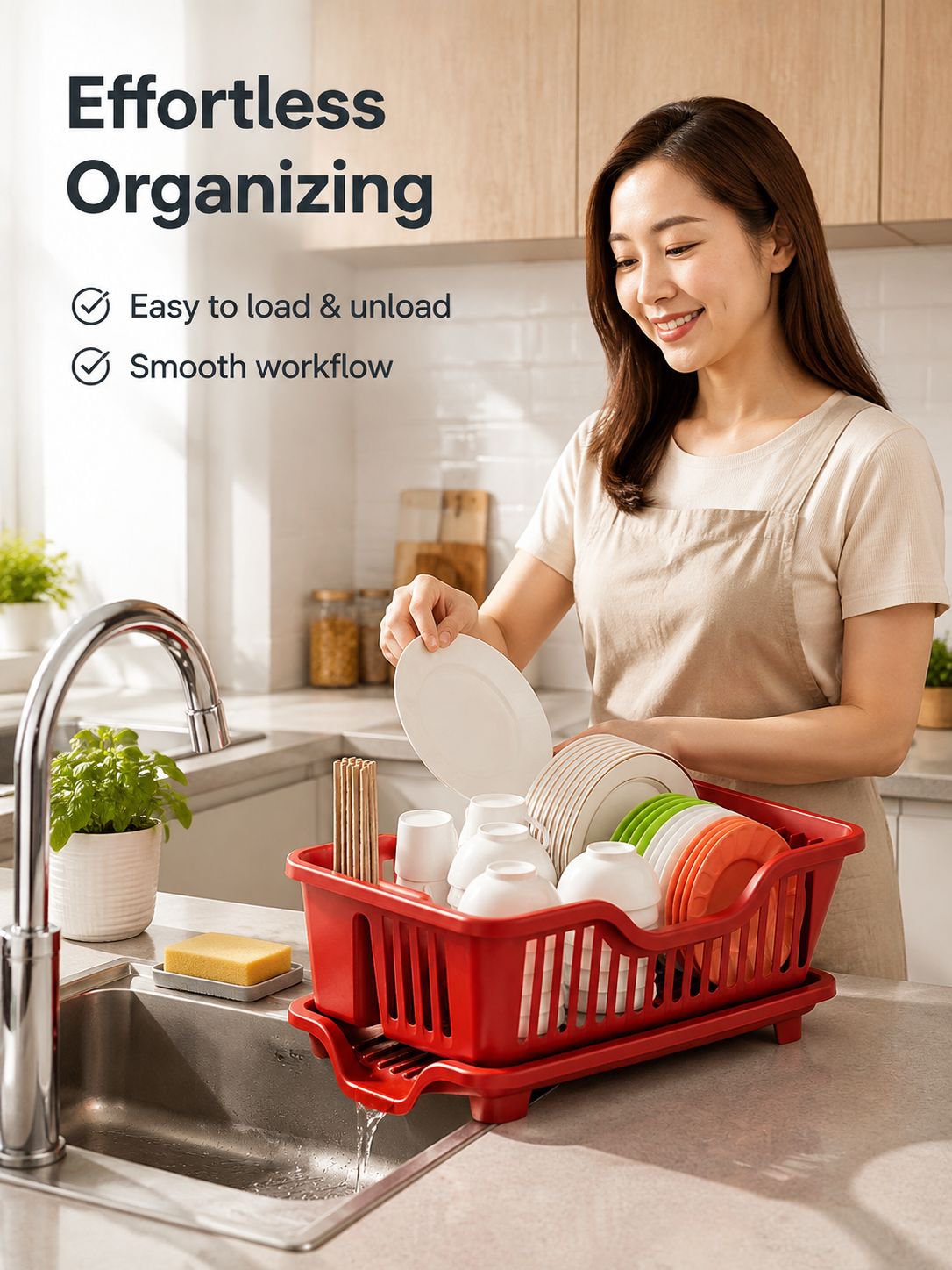 Kitchen storage rack, cutlery storage box, dishes and tableware
