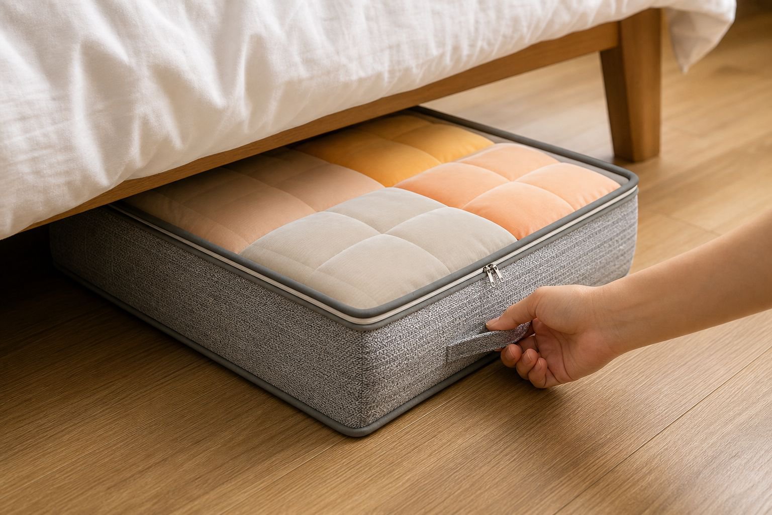 Under Bed Rolling Storage Drawer Clothes and Quilt Organizer