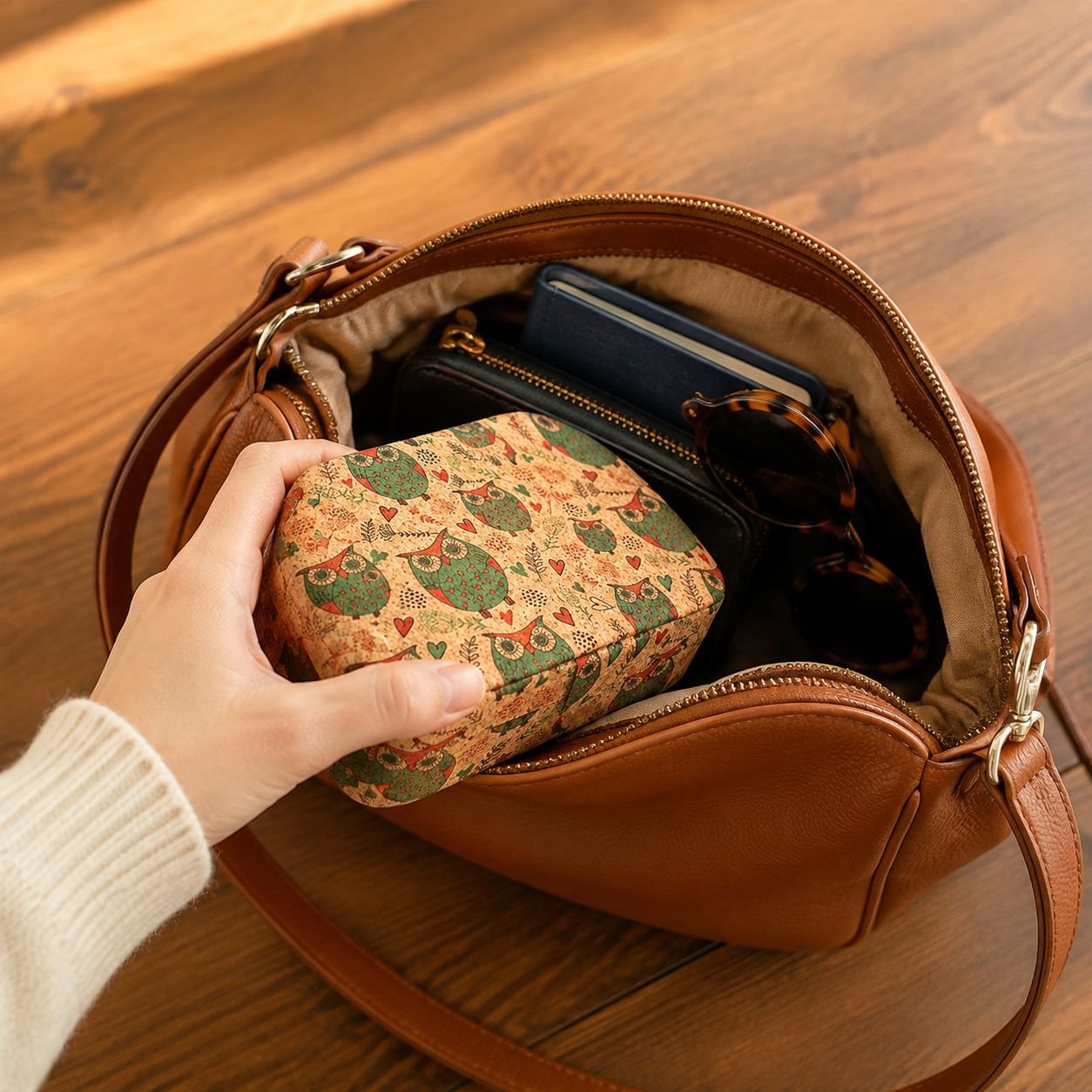 Spacious vintage style jewelry storage box interior