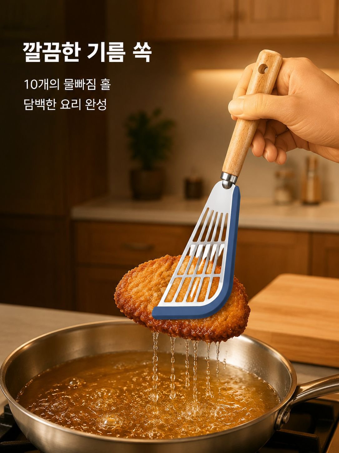 원목 코팅 프라이팬과 실리콘 주걱