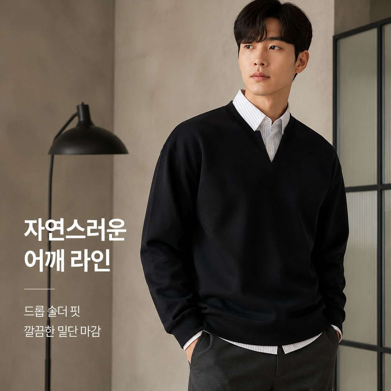 남성용 스웨트셔츠, 인조 투피스 셔츠 칼라 디자인