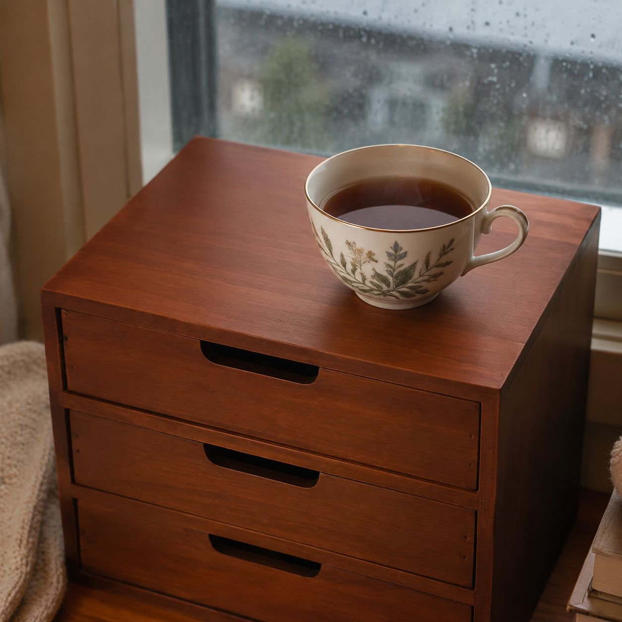 Sturdy small tall shelf organizer with wood finish