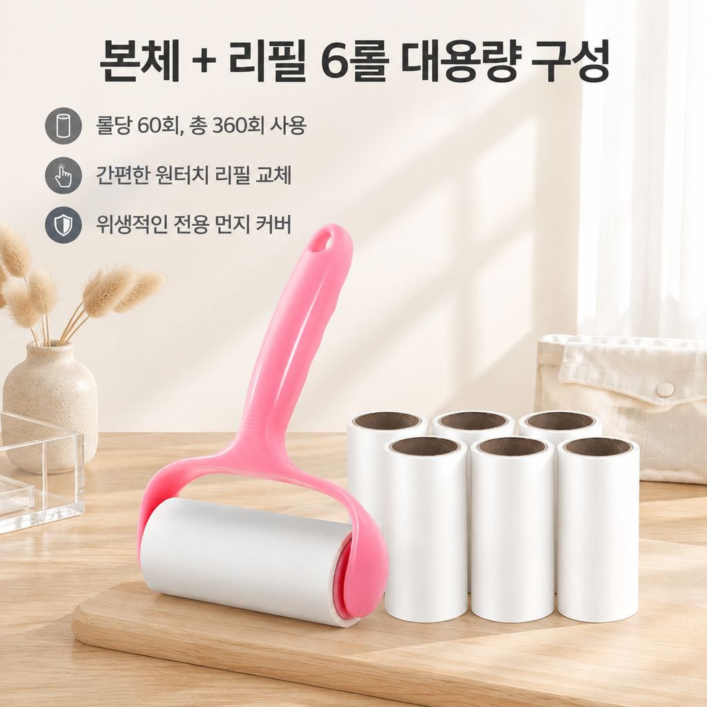 뜯어쓰는 테이프클리너 롤러 고양이 털제거 옷 머리카락 먼지제거 돌돌이