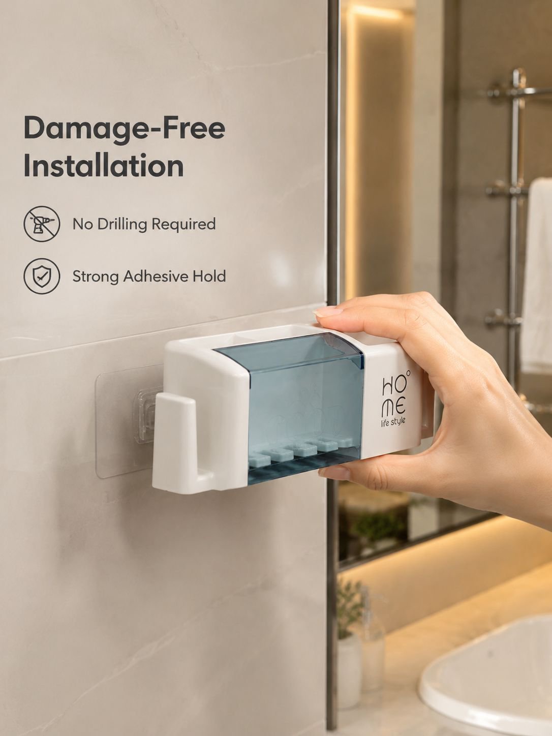 Wall-mounted electric toothbrush holder for bathroom, no drilling required, wash cup and toothbrush 