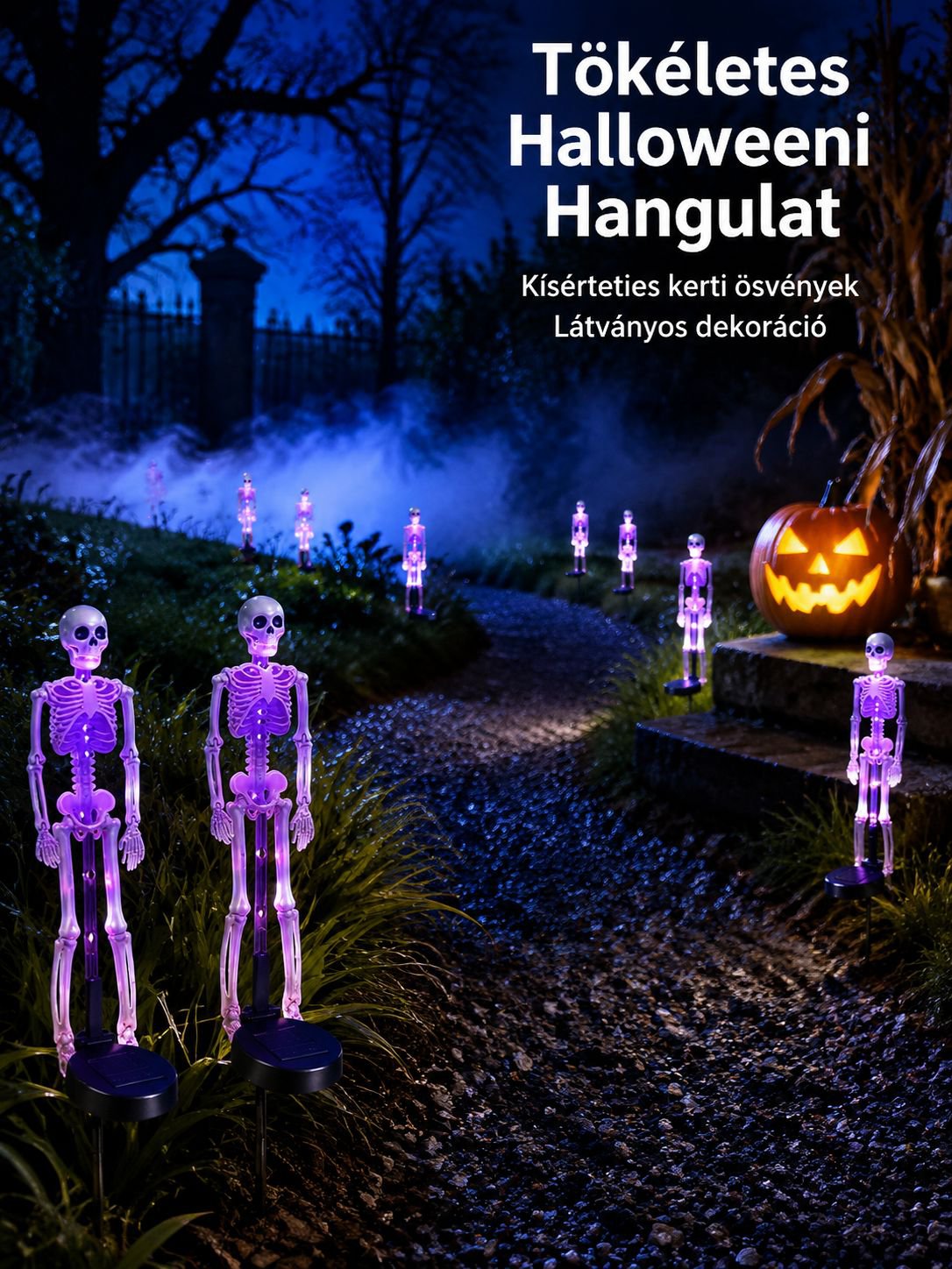 Egyedi koponya formájú kültéri világítás