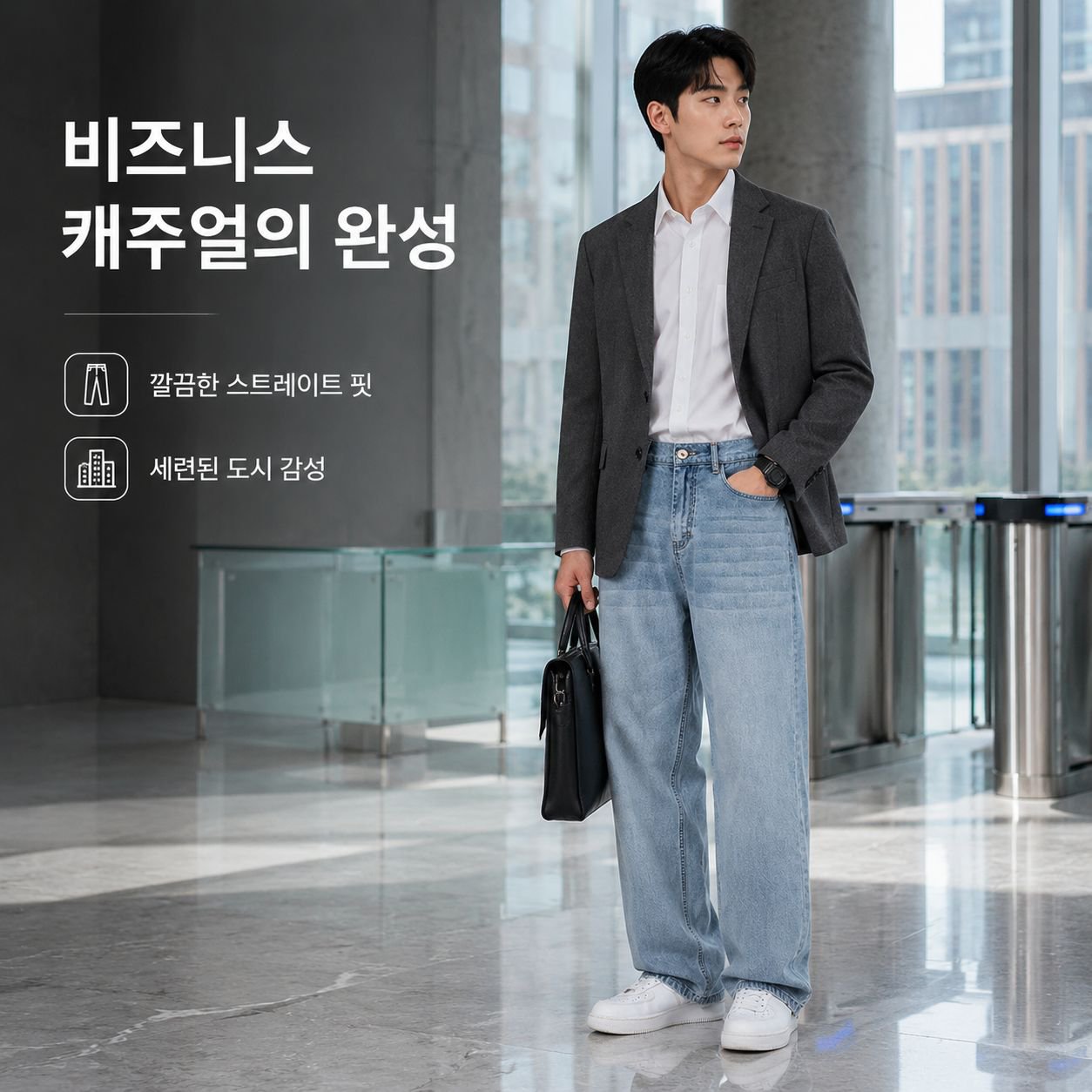 남성용 스트레이트 레그 진