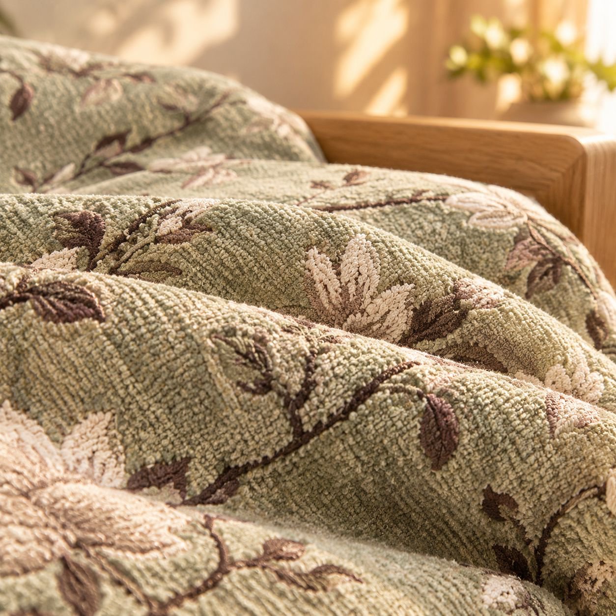 Chenille Vintage rutschfester Sofaüberwurf auf modernem Sofa