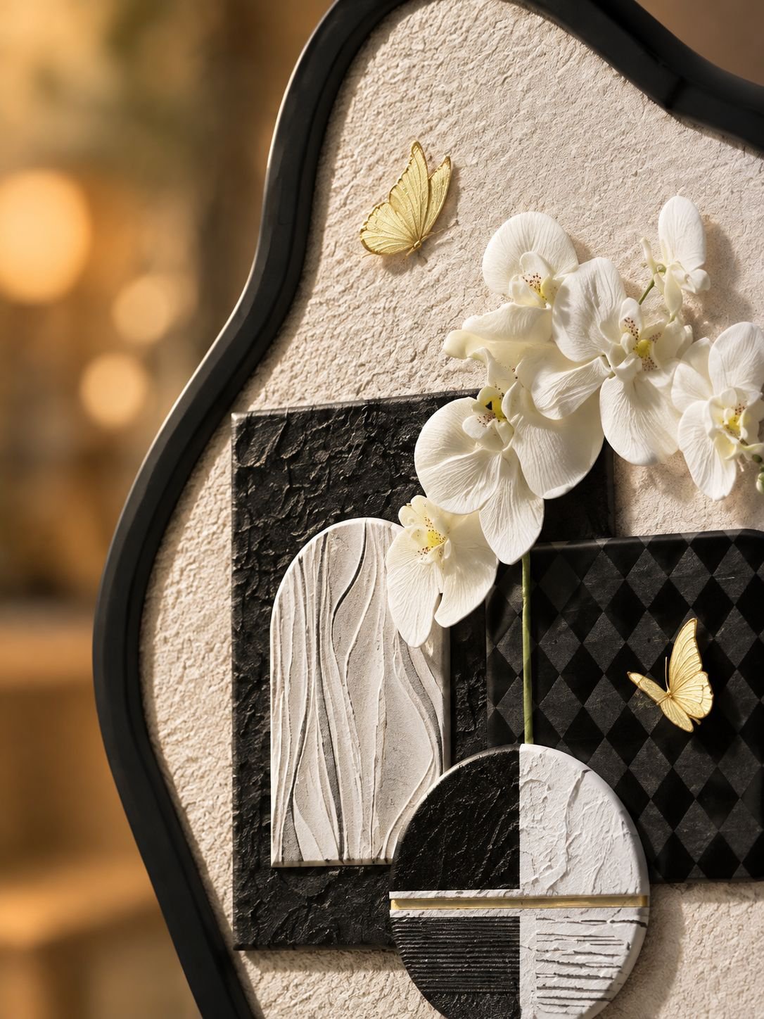 Cuadro decorativo con orquídeas y mariposas