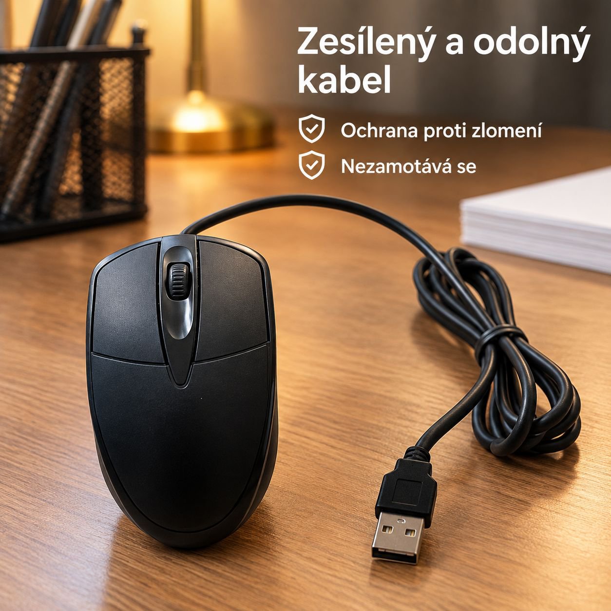 USB kabelová myš vhodná pro stolní počítače, notebooky, kancelářské použití a hraní her