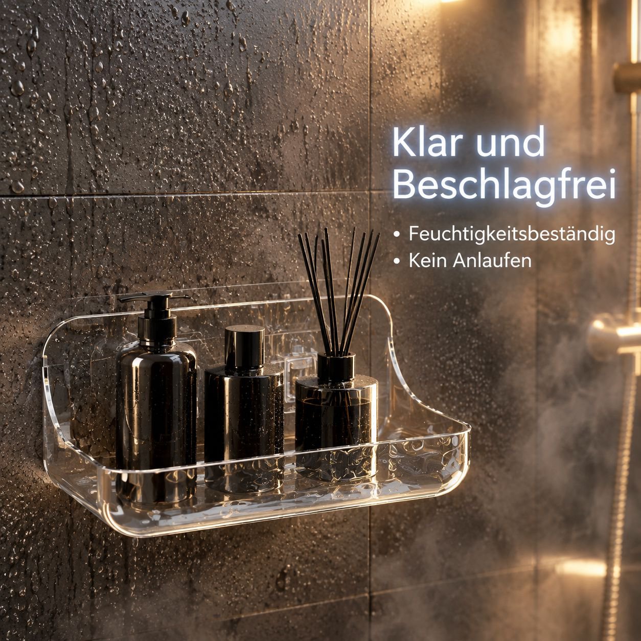 Wandmontiertes Acrylregal fürs Badezimmer