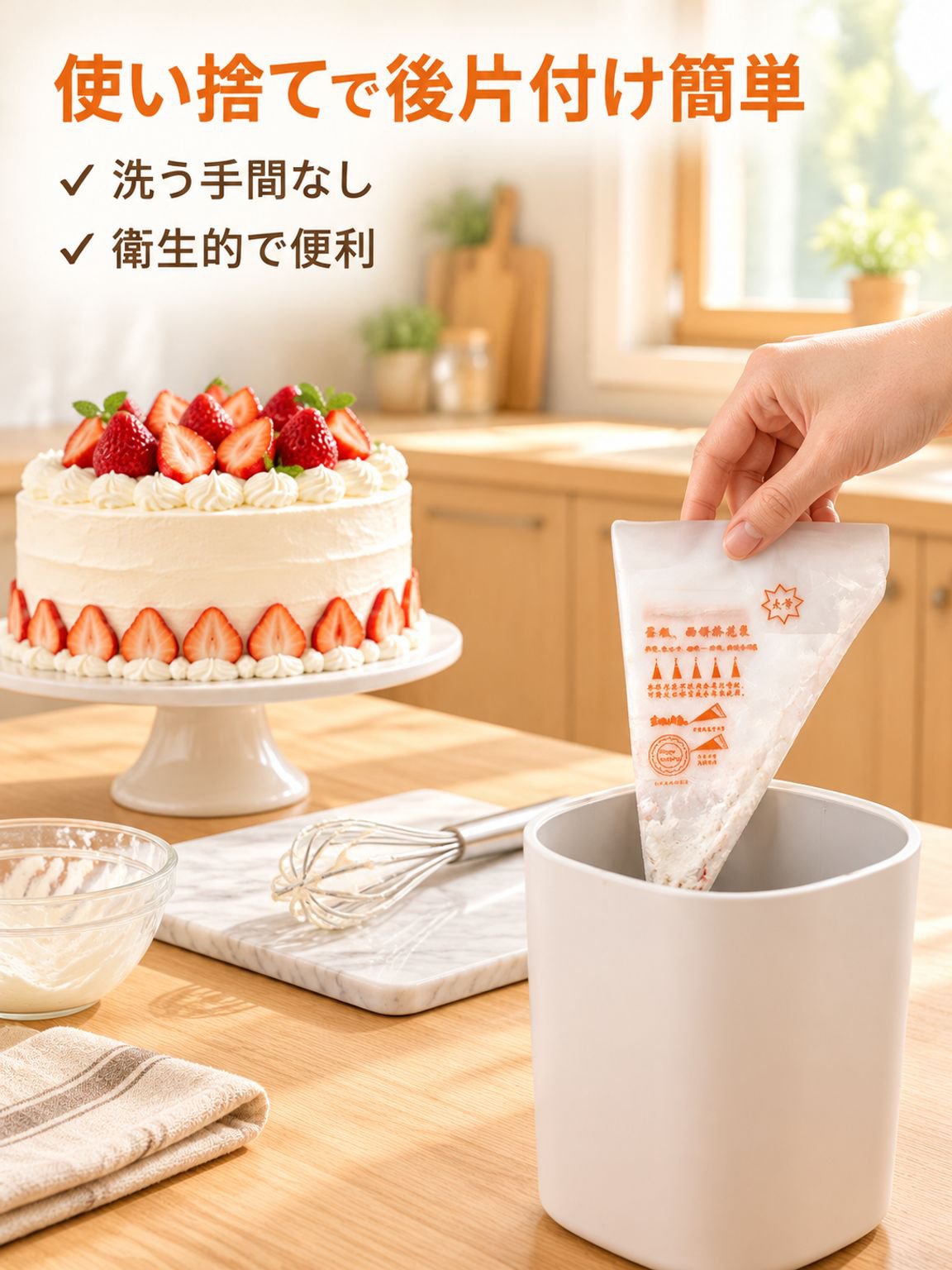使い捨て厚手デコレーションバッグ ケーキ用 製菓ツールセット 100枚セット