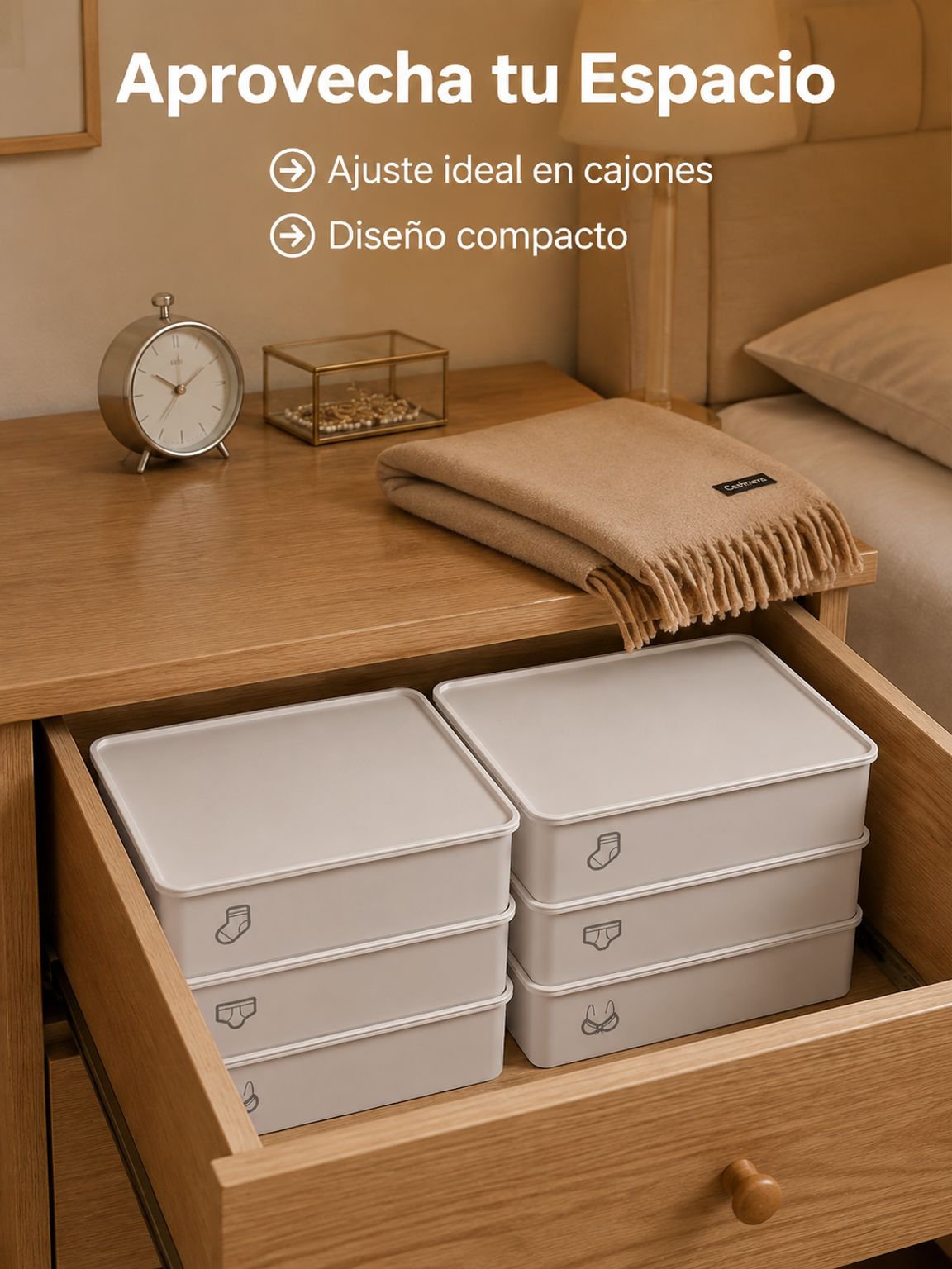Caja organizadora con divisiones para ropa interio
