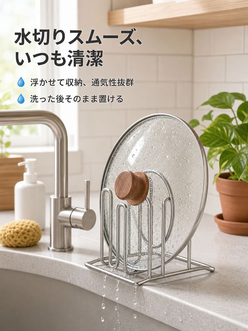 ステンレス製鍋蓋ホルダー