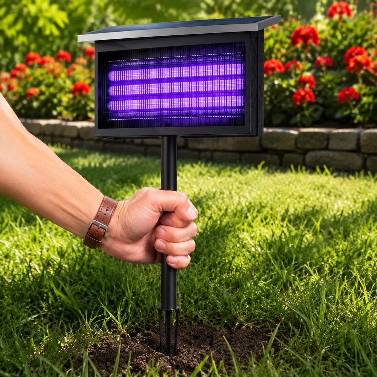 Lámpara antimosquitos solar e impermeable para jardín exterior