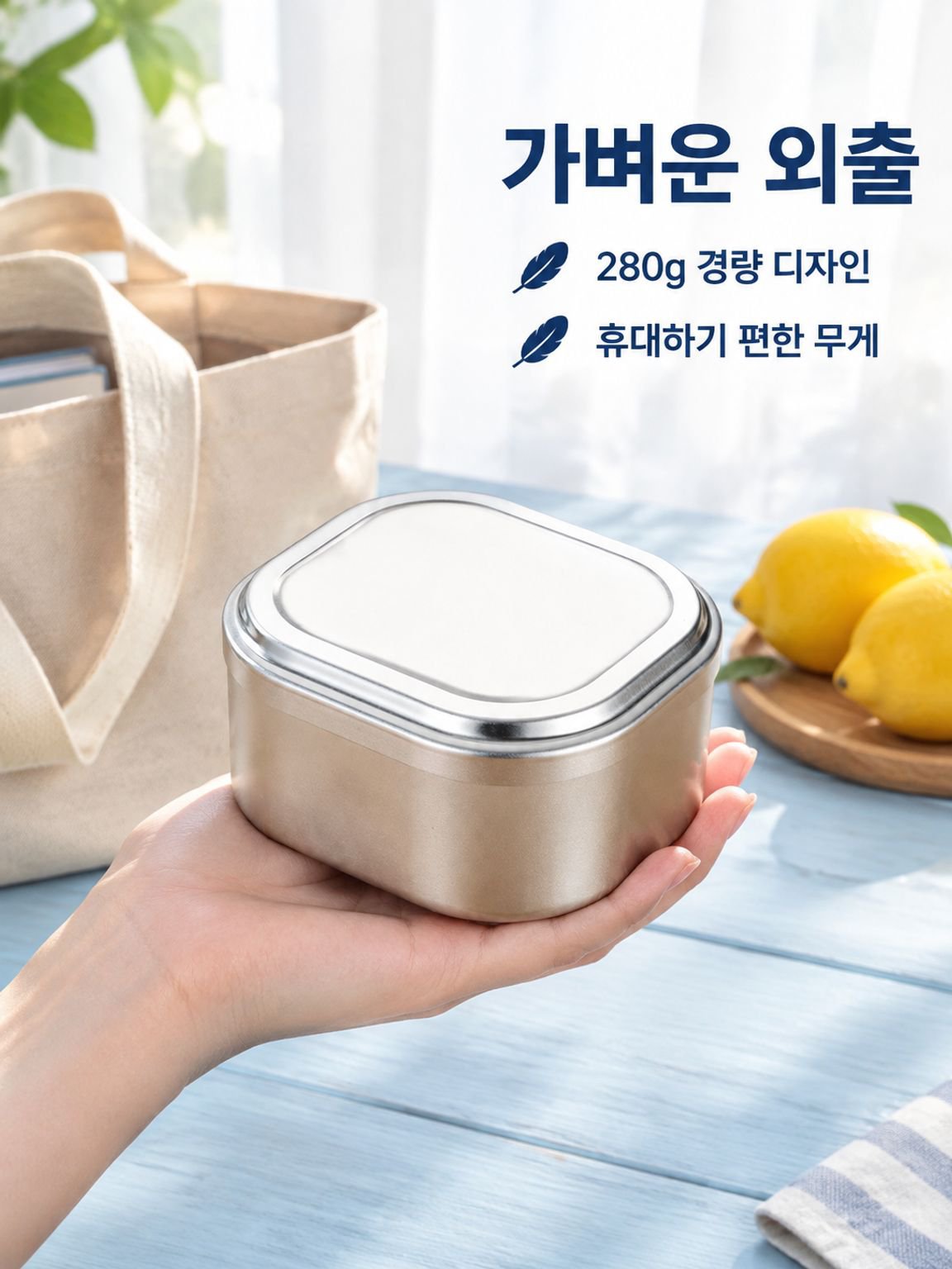 올알루미늄 사각형 손잡이 도시락통
