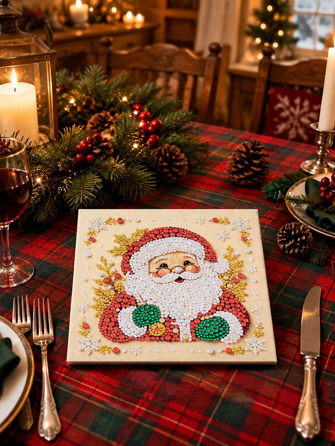 Weihnachtsmann-Motiv Perlenkunst