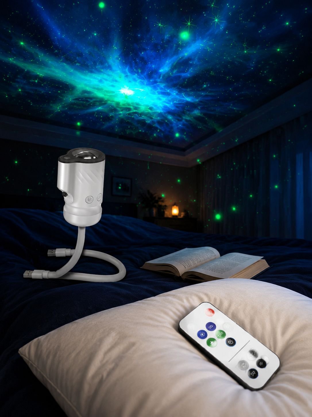 Close-up of USB starry sky projection light design