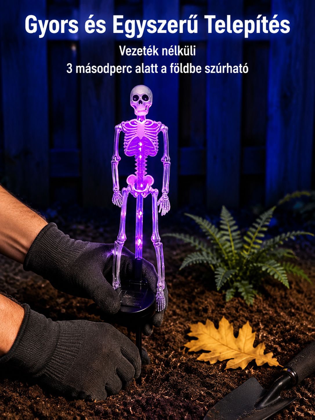 Energiatakarékos, leszúrható koponya lámpa