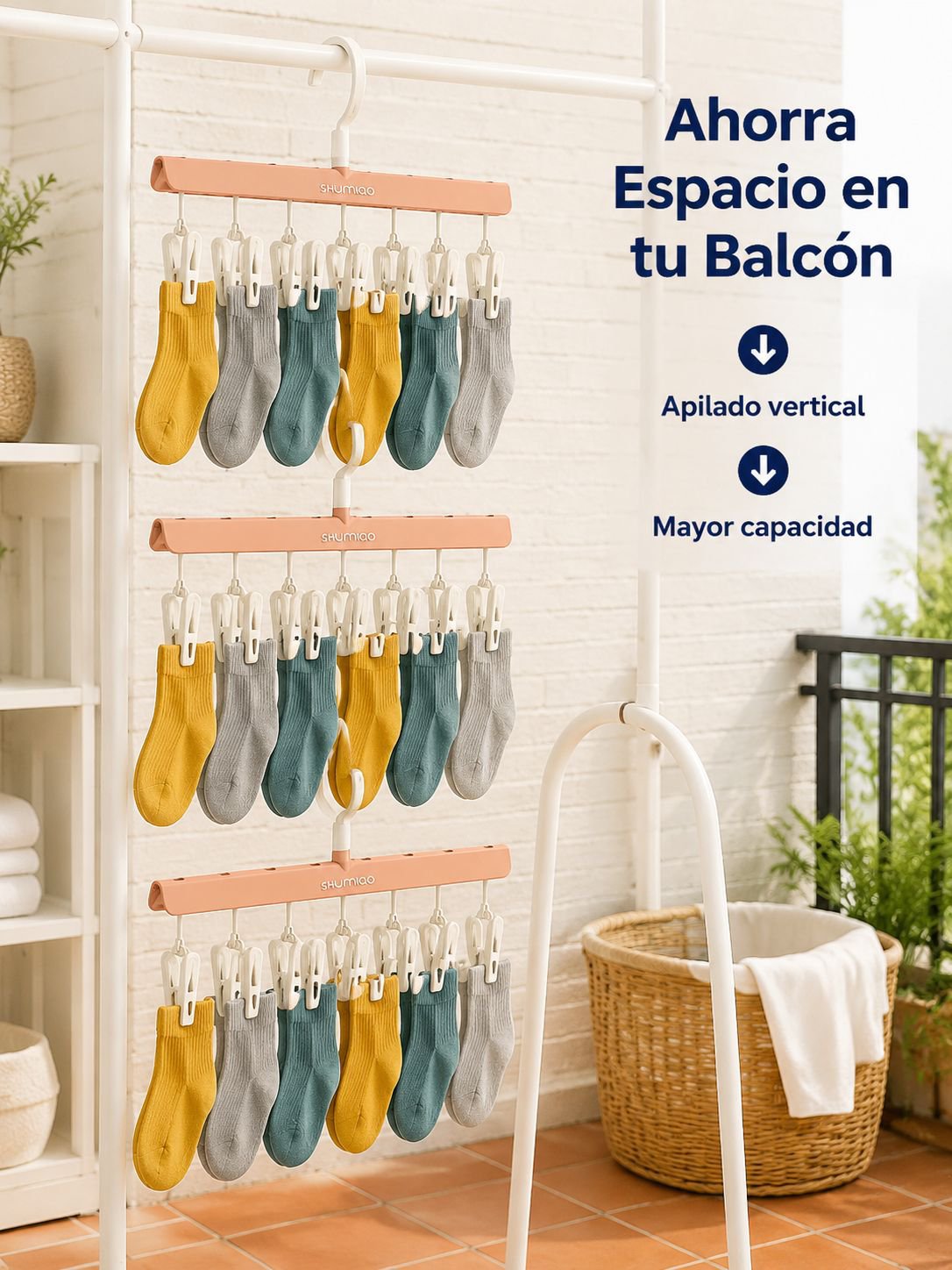 Tendedero de ropa con pinzas multiusos