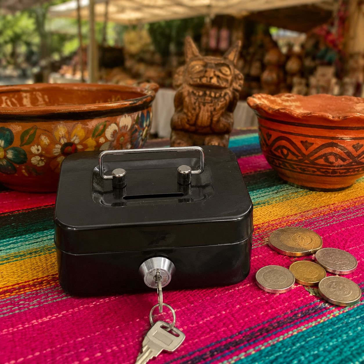 Caja de ahorro portátil con forma de llave, con candado de combinación, para monedas