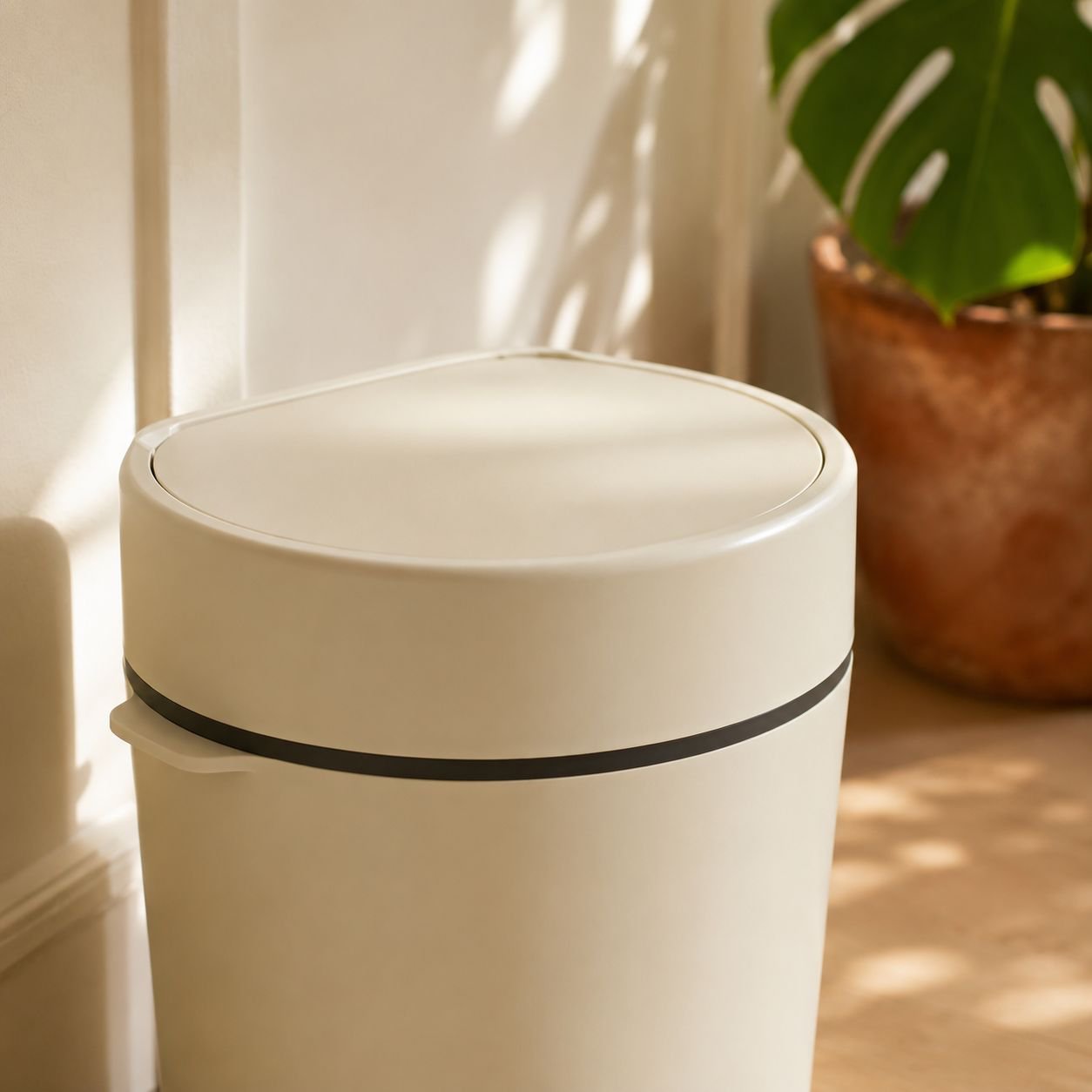 Sleek design pop-up lid trash can for modern homes