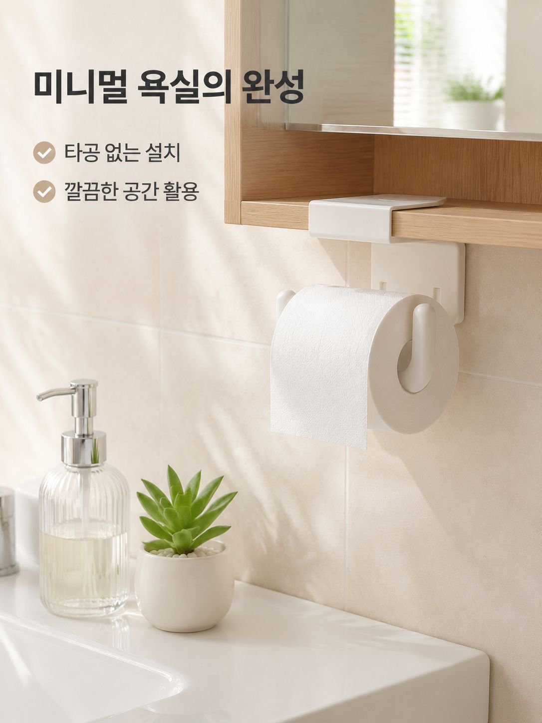 무타공 욕실 휴지 수납함 걸이