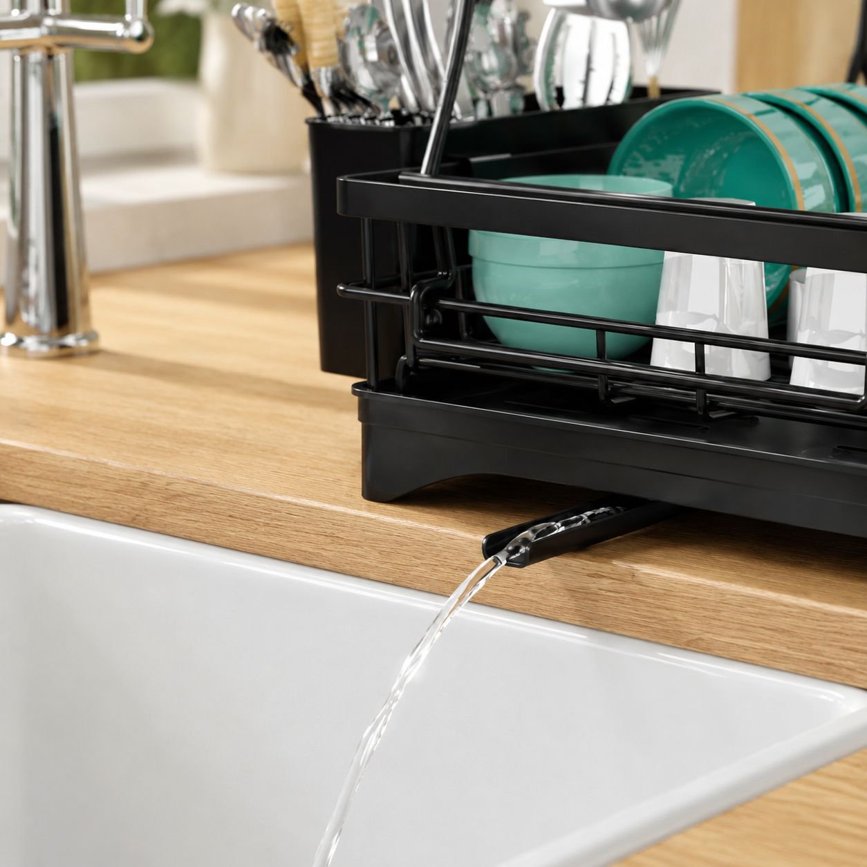 Double-layer kitchen storage rack for bowls and chopsticks