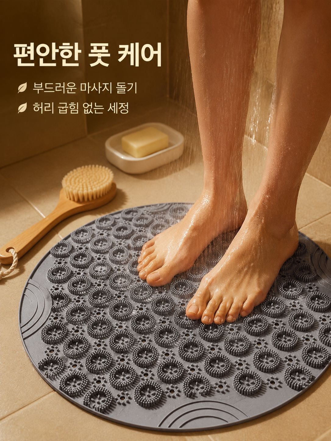 원형 낙상 방지 욕실 매트