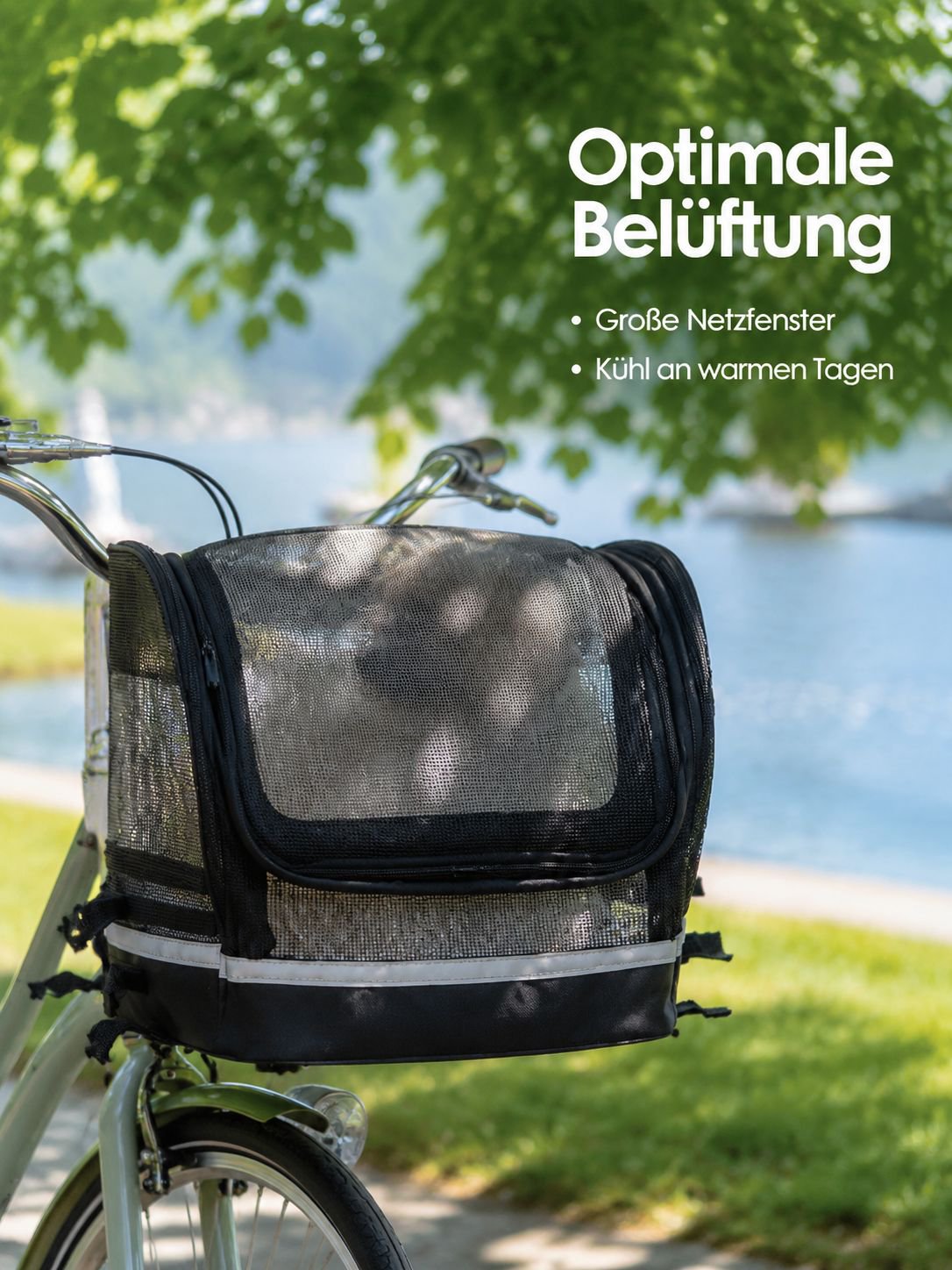 Faltbare Fahrradkorb-Tasche für kleine Haustiere (Katzen und Hunde), Lenkertasche, abnehmbar.