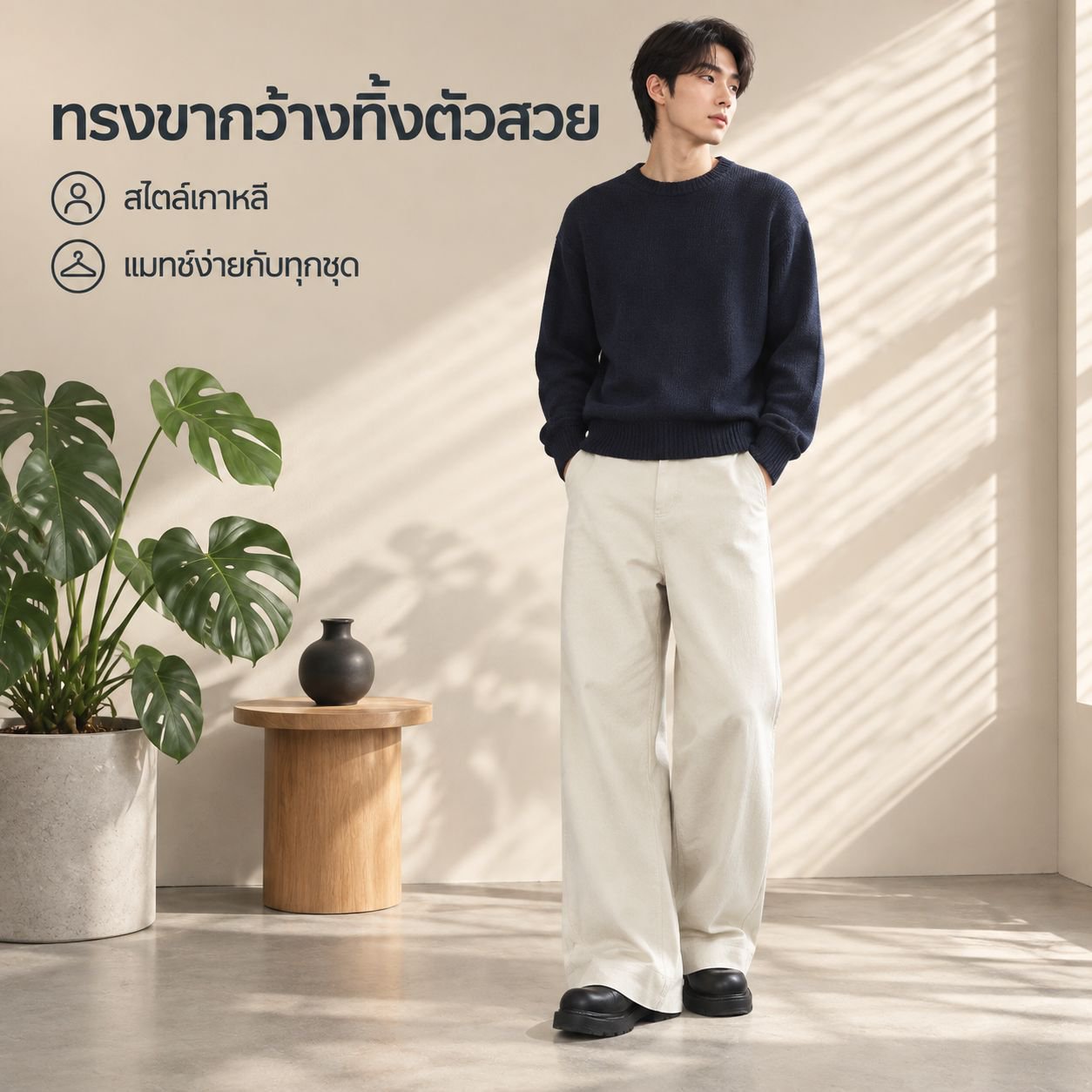 กางเกงขายาวผู้ชาย ทรงหลวม สำหรับฤดูใบไม้ร่วงและฤดูหนาว