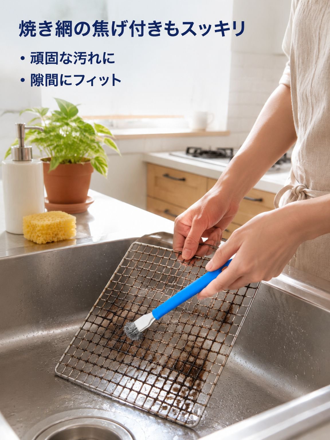 多機能キッチンコンロ用ステンレスブラシクリーナー