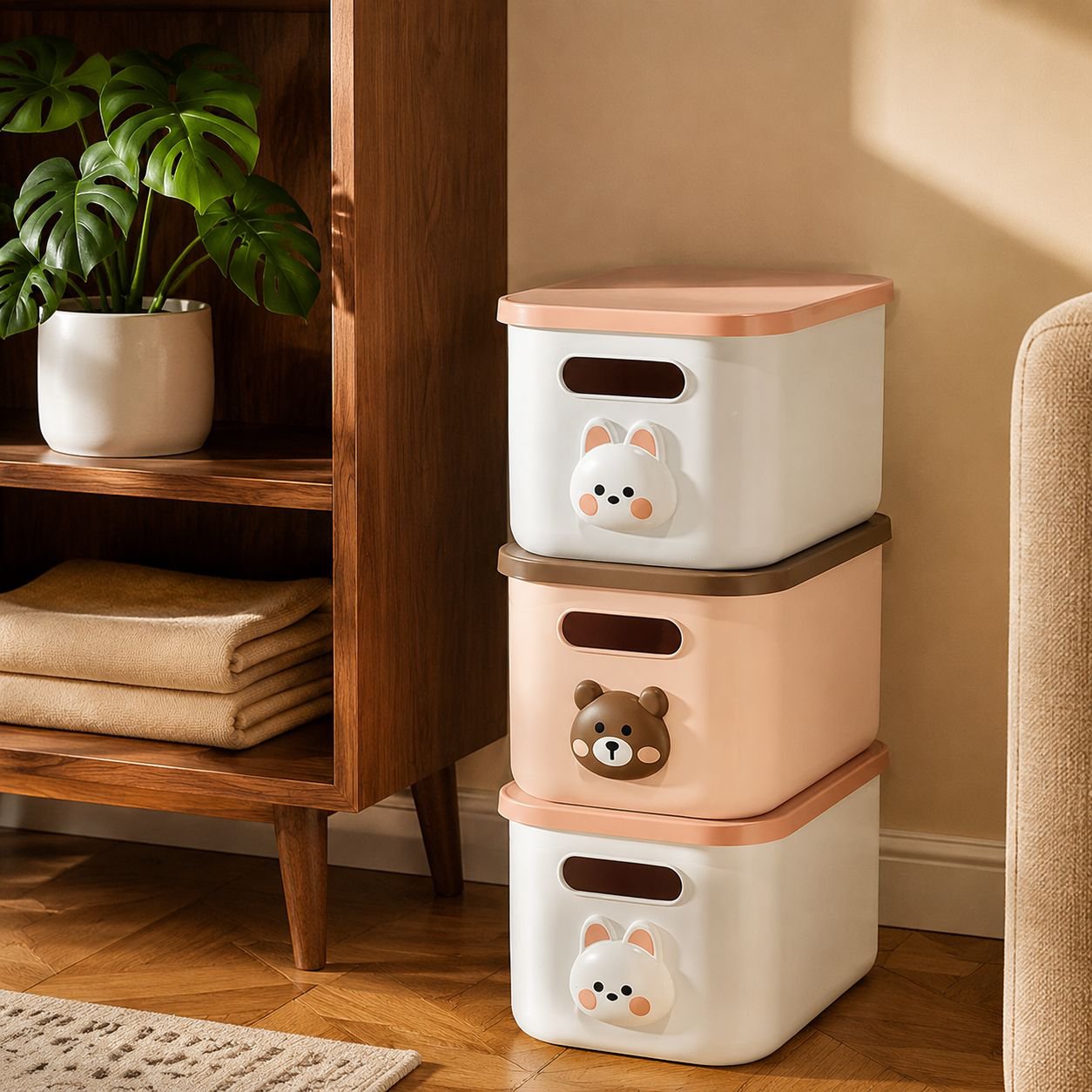 Desktop Storage Basket, Plastic Rectangular Organizer Box, Household Multi-purpose Storage Container