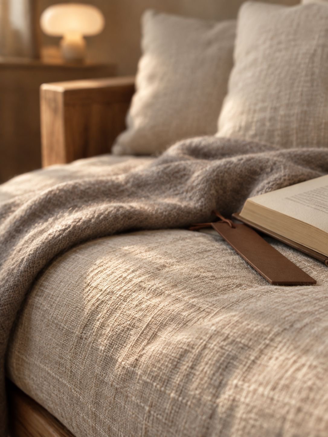 Ambiance zen avec canapé trois places design wabi-sabi