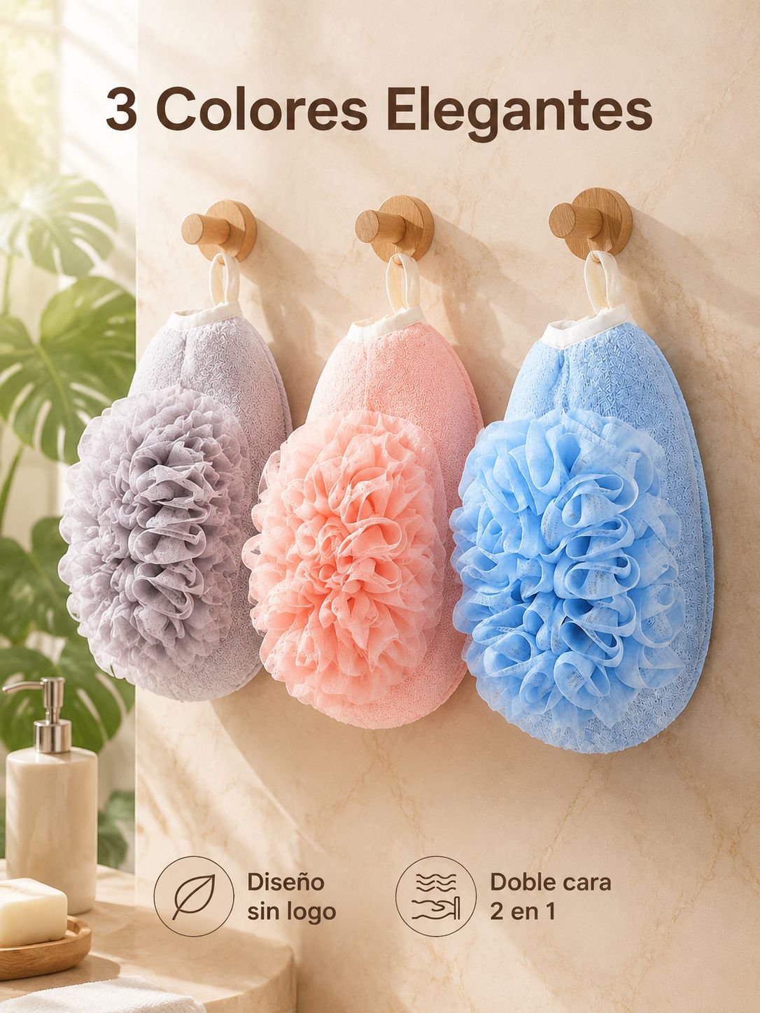 Esponja de baño y toalla exfoliante 2 en 1