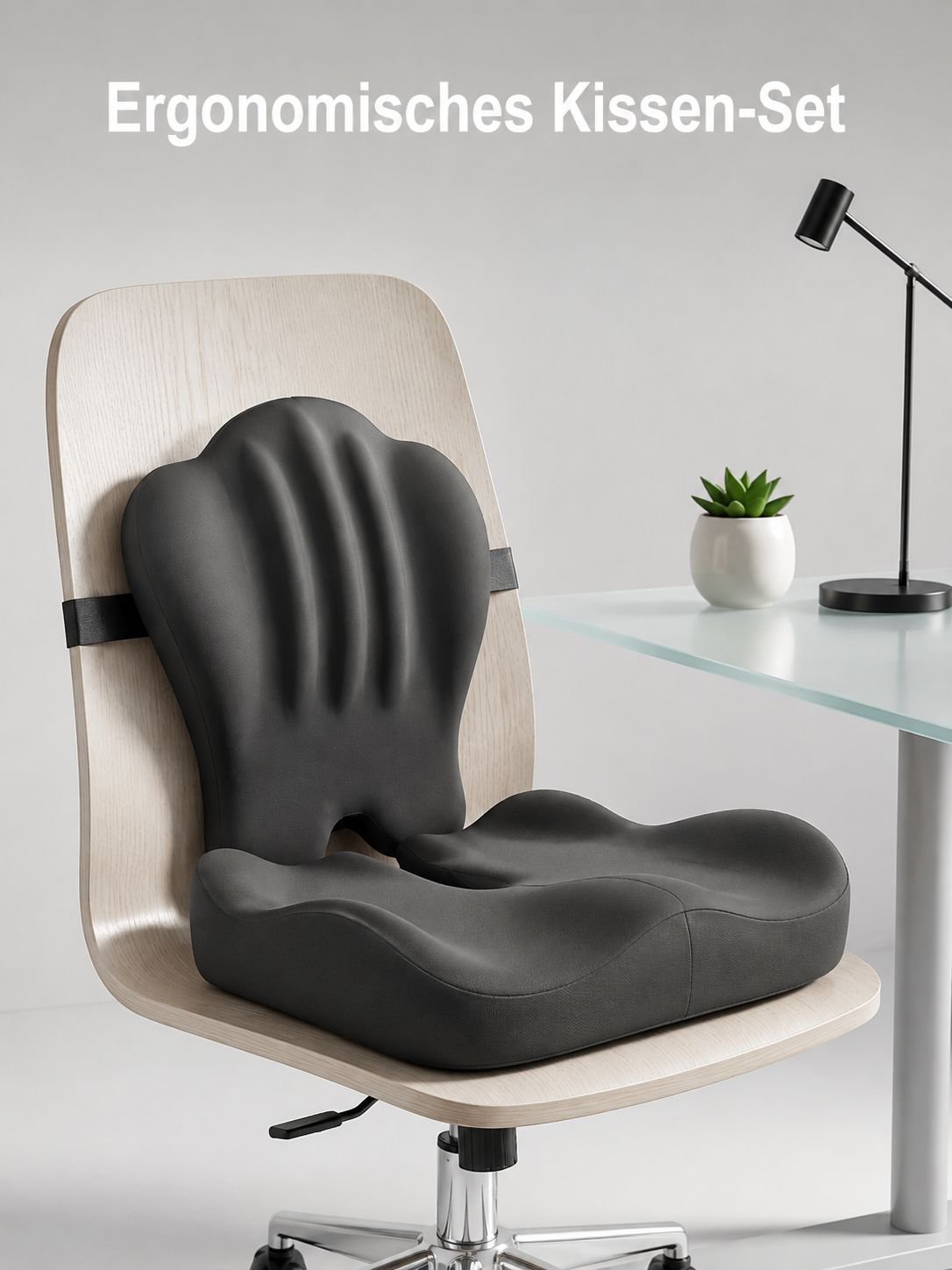 Ergonomisches Sitz- und Rückenkissen aus Memory-Schaum – atmungsaktiv mit Lendenstütze