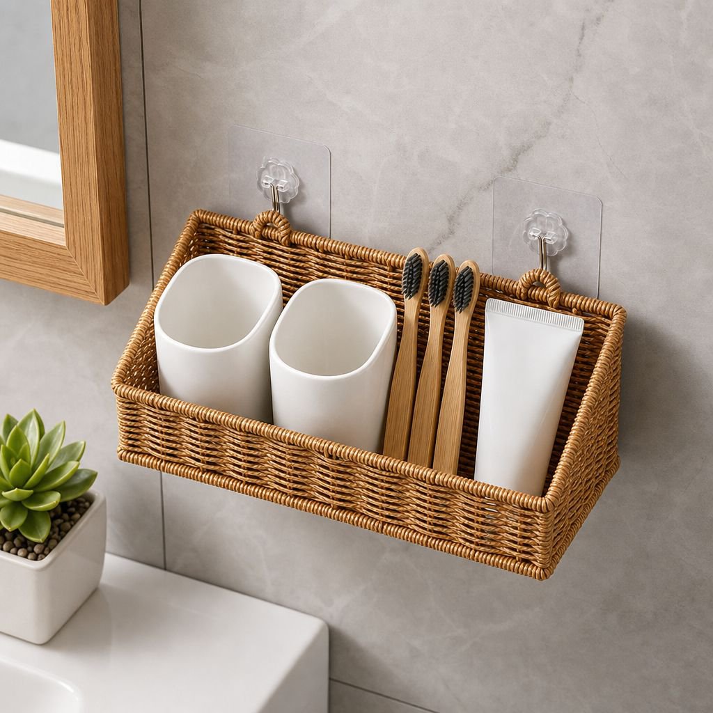 Close-up of plastic organizer basket material