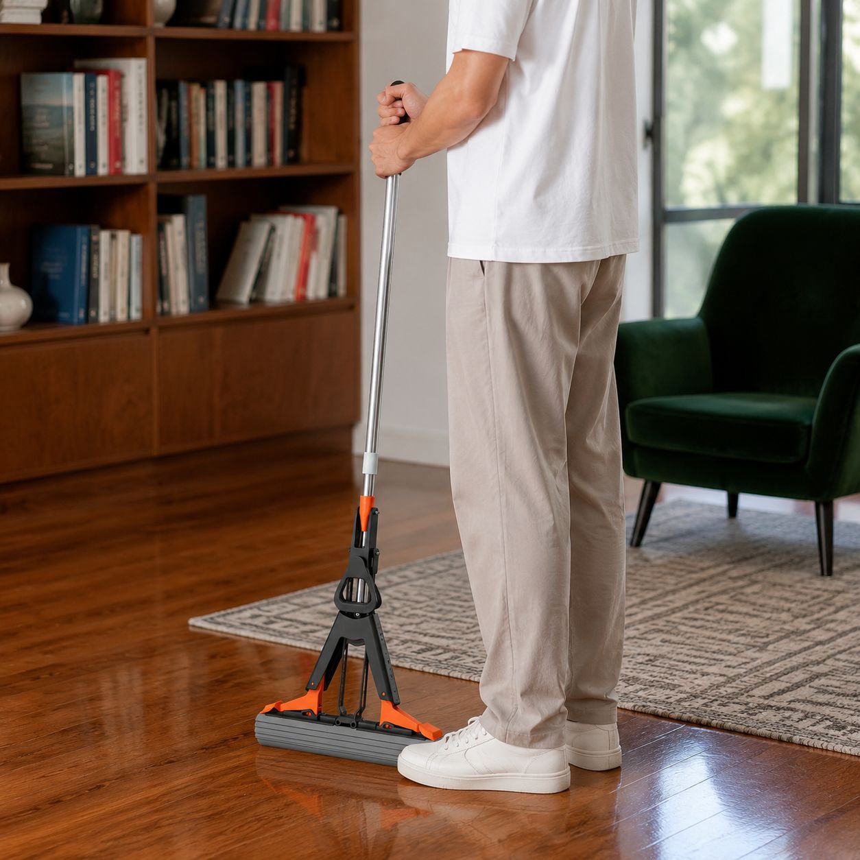 Folding Mop, One-Stop Cleaning Mop, Hands-Free Mop, Foldable Wringer Mop, Household Lazy Mop with Ab