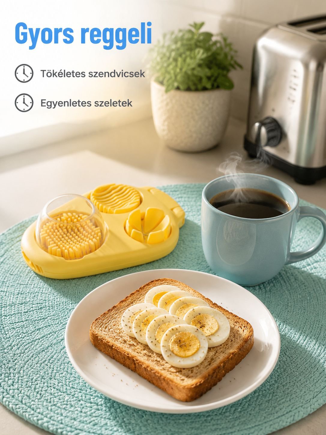 Helytakarékos tojásszeletelő minden konyhába