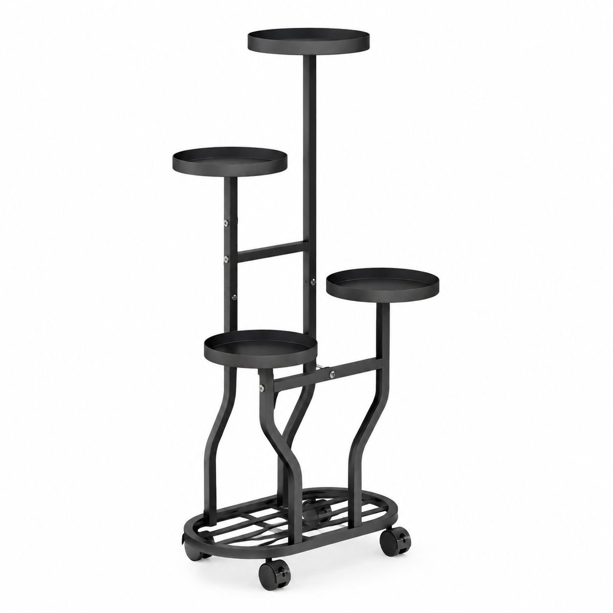 Nordic Wrought Iron Movable Foliage Plant Stand with Wheels