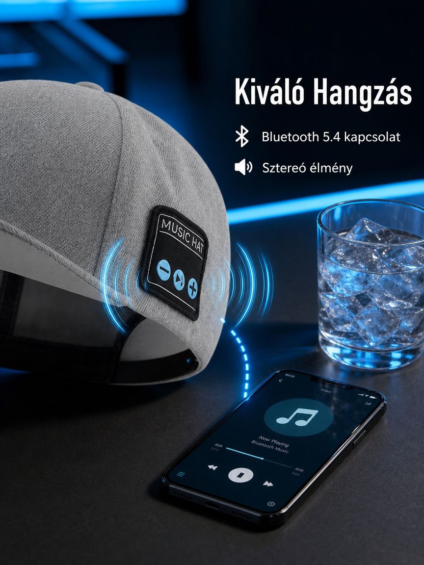 Kétszólamú sztereó Bluetooth zenei baseball sapka kültéri sportoláshoz